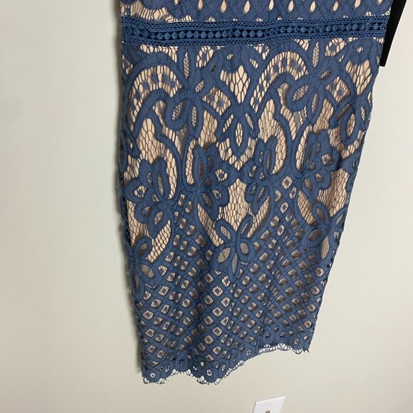 Lulus Adra Dusty Blue Lace Midi Dress Womens Medium Sheath - Picture 4 of 9